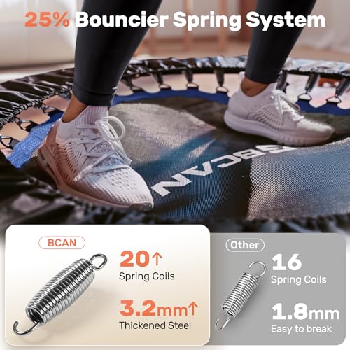 BCAN SP2 48" Foldable Mini Trampoline Max Load 440lbs, Fitness Rebounder with Adjustable Foam Handle, Exercise Trampoline for Adults Indoor/Garden Workout | FED Fitness, Black by BCAN - Image 4