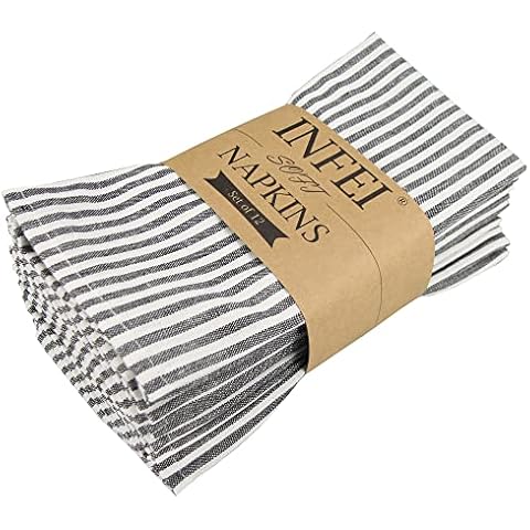 Set of 12 Black Cotton Linen Napkins Cover