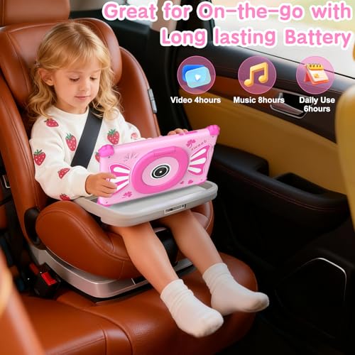 Image of ascrecem Kids Tablets 7 Inch Android 15 Toddler Tablet for Kids with 2.4G+5G WiFi6 Penta Core 6GB RAM 32GB ROM Childrens Tablet Dual Camera 128GB Expandable Parental Control Educational Games (Pink)