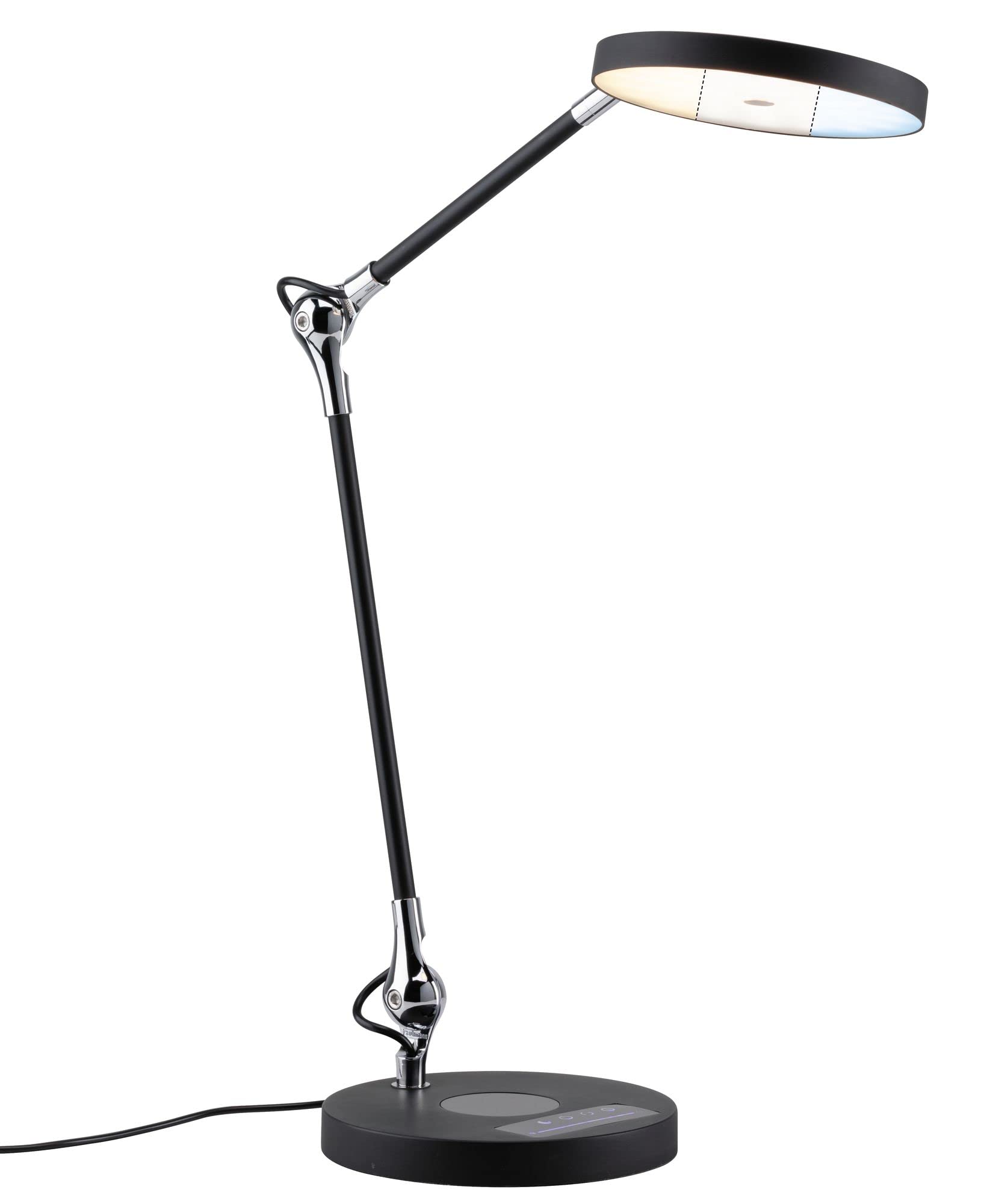 Paulmann 78910 LED Schreibtischleuchte Numis White Switch Qi Ladefunktion incl. 1x11 Watt dimmbar Schwarz Aluminium, Kunststoff 2.700-6.500 K