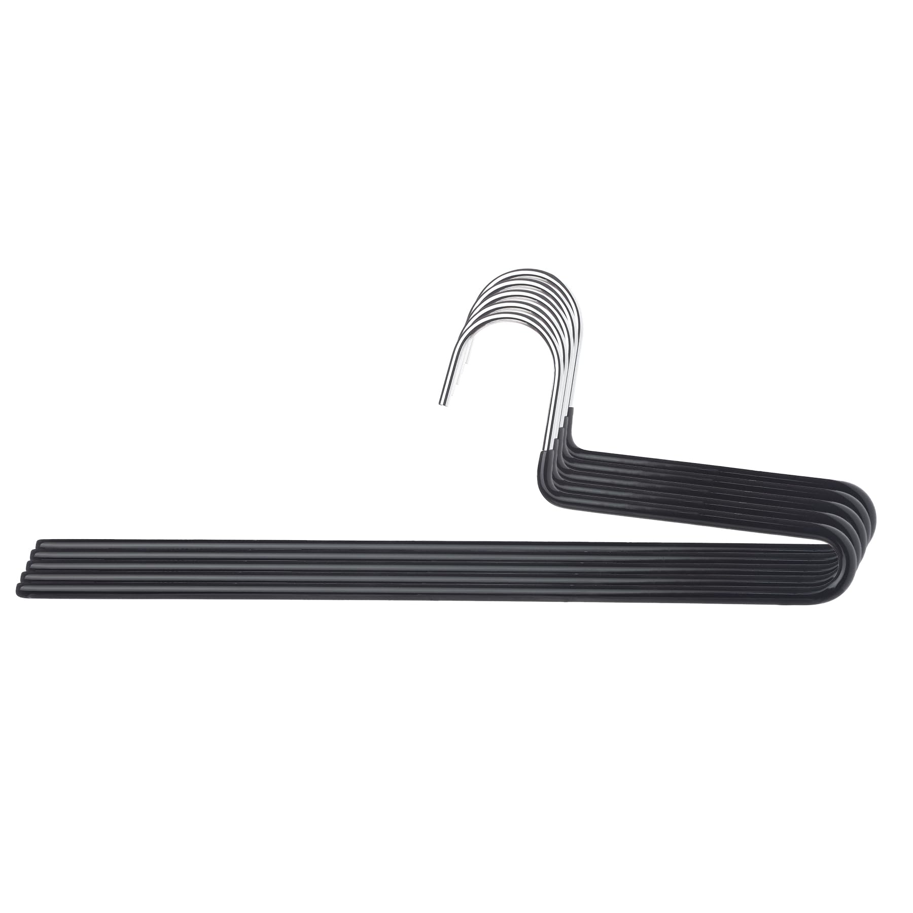 SHIMOYAMA Single Rod Trouser Hangers, 5 Pack, Metal Pants Hanger Open-ended, Anti-slip Short Neck Hanger for Jeans, Slacks, Scarfs (Black)