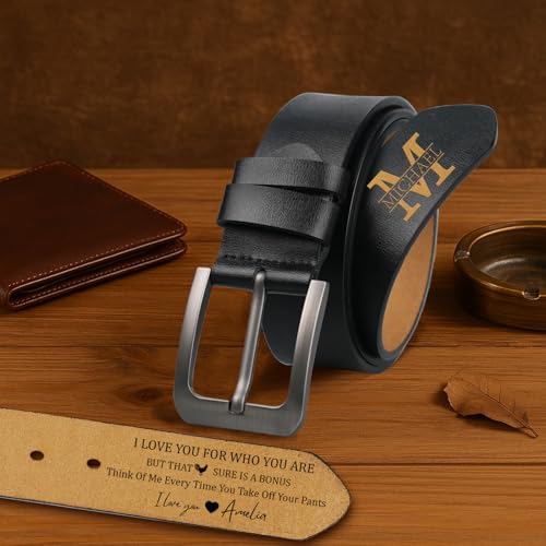 Father’s Day Gifts, Personalized Leather Belt for Men, Husband, BF, Custom Handcrafted Engraved Real Belt with Logo4