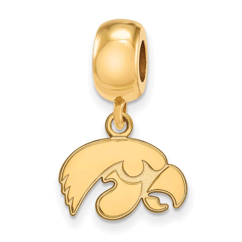 LogoArt 14k Yellow Gold Plated Sterling Silver University of Iowa XS Dangle Bead Charm