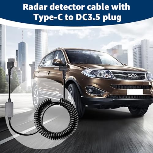 USB-C to DC3.5 Plug Radar Detector Power Cable,Type C 5V-12V Power Cord Compatible with Cobra RAD 480i, 350, 380, Uniden DFR1, DFR3, DFR5, Whistler, & Radenso Radar Detectors (8.2FT Length)