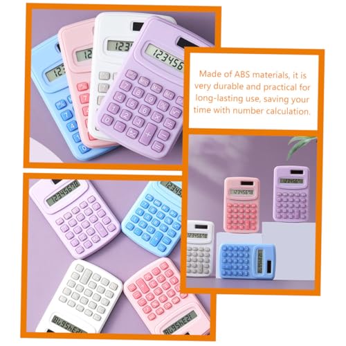 Calculadora electrónica de bolsillo con botones de ABS resistente pack de 12 piezas moradas 5