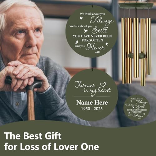 Image of ASTARIN Personalized Memorial Wind Chimes, 30inch /36inch Memorial Wind Chimes, Custom Sympathy Gifts in Loving Memory of Dad /Mom, Condolences Wind Chime for Loss of Loved Ones(Produced in Texas)
