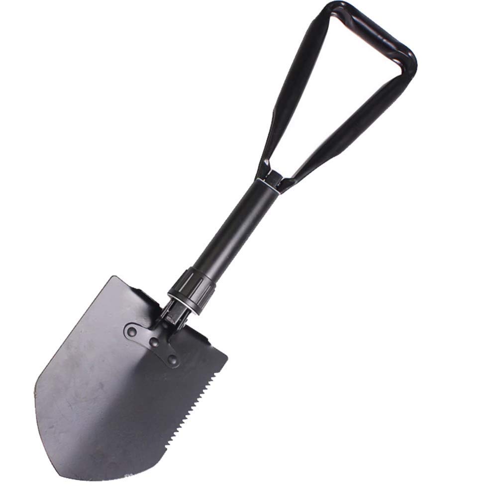 Military Portable Folding Camping Shovel and Pickax, Small Compact Pickaxe with Carrying Pouch, Military Entrenching Survival Multitool for Camping, Hiking, Backpacking, Store, Pouch Included