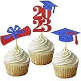 Graduation Cupcake Toppers Grad Party Decoration Food Picks Congrats Glitter Diploma Cap School Colo