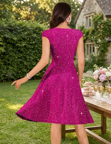 Image of DRESSTELLS Women's Cocktail Dresses, Formal Wedding Guest Modest Church Vintage Tea Party Midi Evening Dress