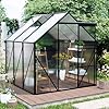 Keiki 6×6 ft polycarbonate greenhouse with aluminum frameraised base and roof ventwalk in greenhouses for patio garden  urban country home decor