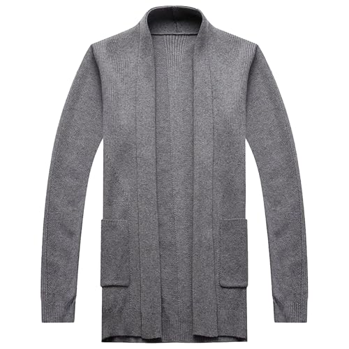 Mens Casual Open Front Cardigan Sweater Slim Fit Knitted Overcoat Long Sleeve Knit Open Front Cardigans Mens