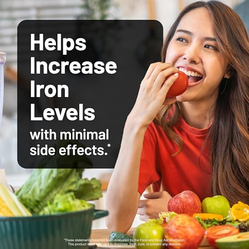 NatureWise Vegan Iron Supplement for Women & Men - Gentle on Stomach High Absorption - Coated Iron Bisglycinate Tablets + Vitamin C, Methyl B12, Folate & Organic Food Blend - 30 Tablets[30-Day Supply] - image 3