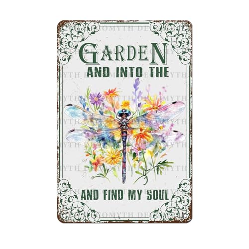 Decorazione da giardino con scritta "I Go to Lose My Mind and Find My Soul" in metallo vintage, poster rustico retrò per casa, cortile, giardino, patio, 30,5 x 20,3 cm