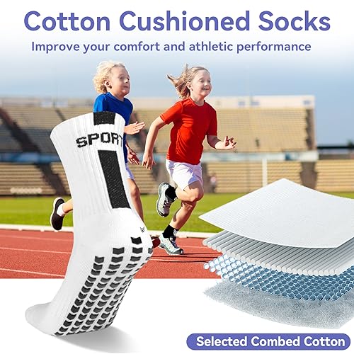 Barrlves 2/4 Pairs Kids Youth Soccer Socks Grip Non Slip Football Baseball Soccer Socks for Boys Girls 6-12 Years Old - Image 5