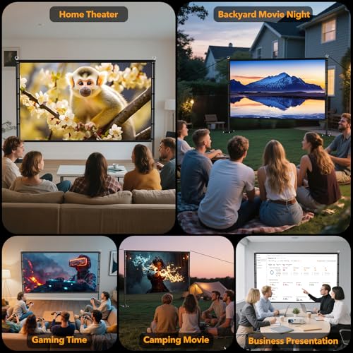 Beamer Leinwand Outdoor mit Stativ: LEORFI 120 Zoll Projektionswand Ständer Portable faltbar Front/Rückprojektion Bodenleinwand mit Tragetasche - Upgraded Sturdy Base für Heimkino, Filme Nächte