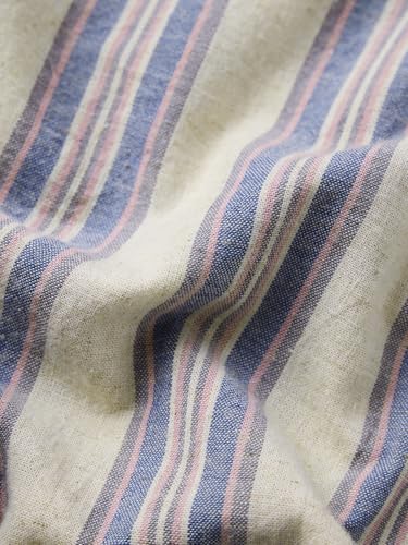 Image of The Souled Store: Echo Men and Boys Long Sleeve Spread Collar Beige and Blue Striped Regular Fit Casual Easy to Wear Summer Ready Lightweight Cotton Linen Shirt
