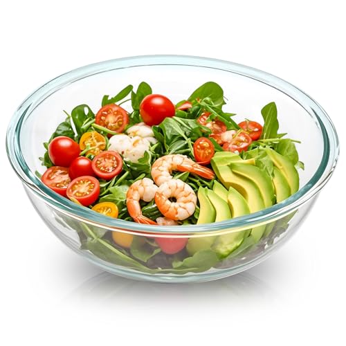 YIMITEE 6.5 Qt Glass Mixing Bowl, 12 Inch Clear Extra Large Salad Bowls, Tempered Big Cooking Bowl for Sourdough, Kitchen Baking, Meal Prepping, Serving, Dishwasher Microwave & Freezer Safe