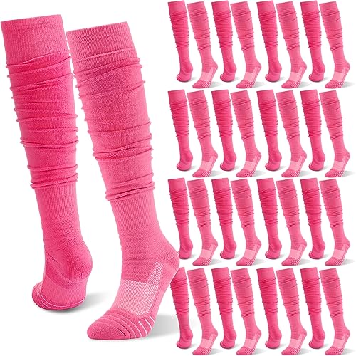 Kigeli 16 Pairs Scrunch Football Socks Youth Ultra Long Padded Soccer Calf Compression Socks for Men