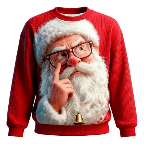 Genérico Suéter Navidad Hombre - Sudadera Navidad con Estampado de Papá Noel - Ugly Christmas Sweater Divertido Cuello Redondo - Regalos Hombre y Adolescentes