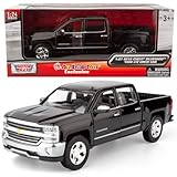 All Star Toys Exclusive 2018 Silverado 1500 LTZ Crew Cab Black with Chrome Trim 1:27 Diecast Model Motormax 79353