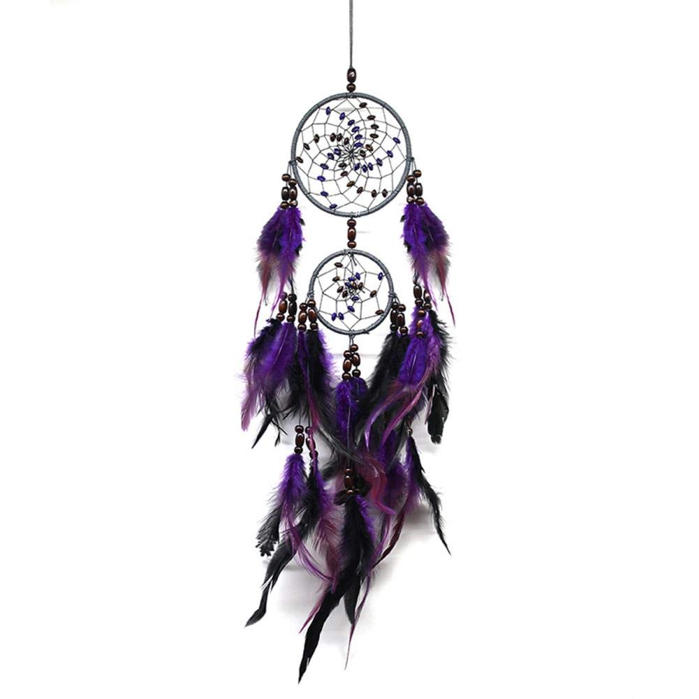 Wind Chime Beautiful Purple Feather Handmade Dream Catcher Hanging Decor