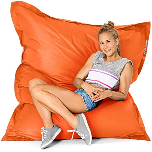 Green Bean© Poltrona a Sacco da Interni XXL 140x180cm 380 Lt Imbottitura in Perle EPS per Bambini e Adulti Cuscino Gigante Lavabile Resistente alle intemperie Sedia Cuscino per Pavimento Arancio
