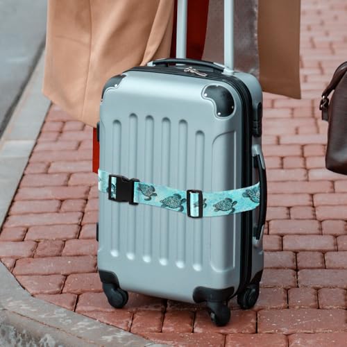 Image of WIRESTER Set of 2 Adjustable Luggage Straps With Buckle, Travel Secure Belt for Suitcase Baggage, Luggage Accessories - Ocean Sea Turtle