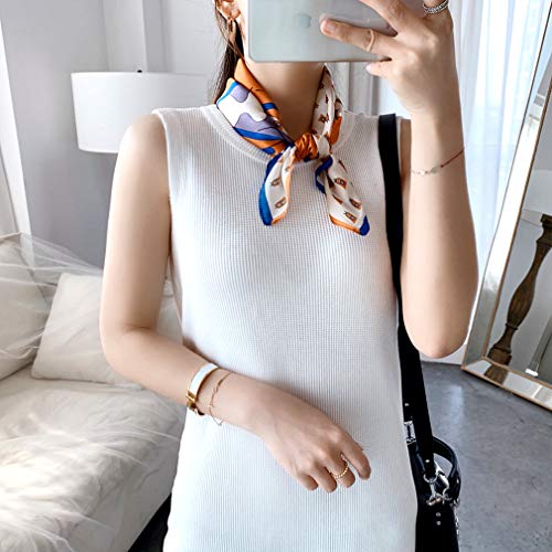 Small Square 100% Pure Mulberry Silk Scarf for Women Neckerchief Headscarf 21" x 21" Orange Horse4