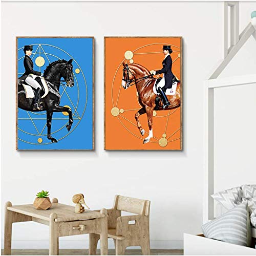 Toile course de chevaux vintage | Décoration salon affiche 50x70cm