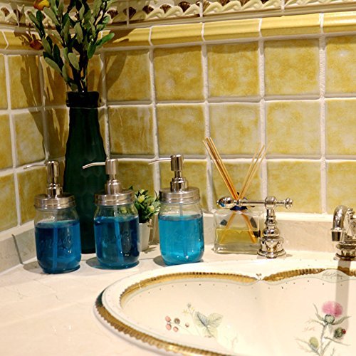 NKTM 3 Pack Mason Jar Soap Dispenser Lids Rust Proof Stainless Steel Lotion Dispenser Pump Replacement Insert for All Regular Mouth Canning Jars