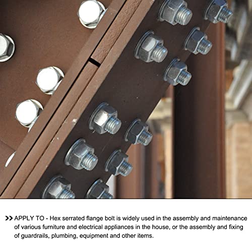 Image of METALLIXITY Flange Hex Head Bolts (M10x20mm) 10pcs, Hexagon Bolt Fully Thread Screw - for House Construction Hardware Fasteners