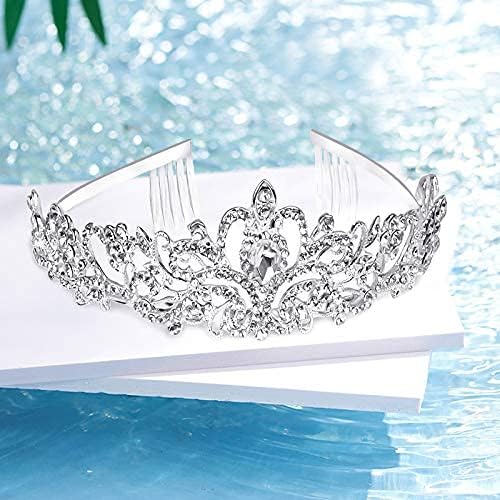 Miniatura 7 de CURASA Tiara de corona de princesa para mujeres, tiaras para niñas pequeñas, tiara Rapunzel corona de cristal, accesorios para el cabello para