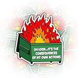 (3Pcs) Mental Health Stickers Anxiety Isn’t It The Consequences of My Own Actions Dumpster Fire Vinyl Stickers Funny Life Meme Stickers for Laptop Water Bottle Phone Accessory Boat Window Helmet