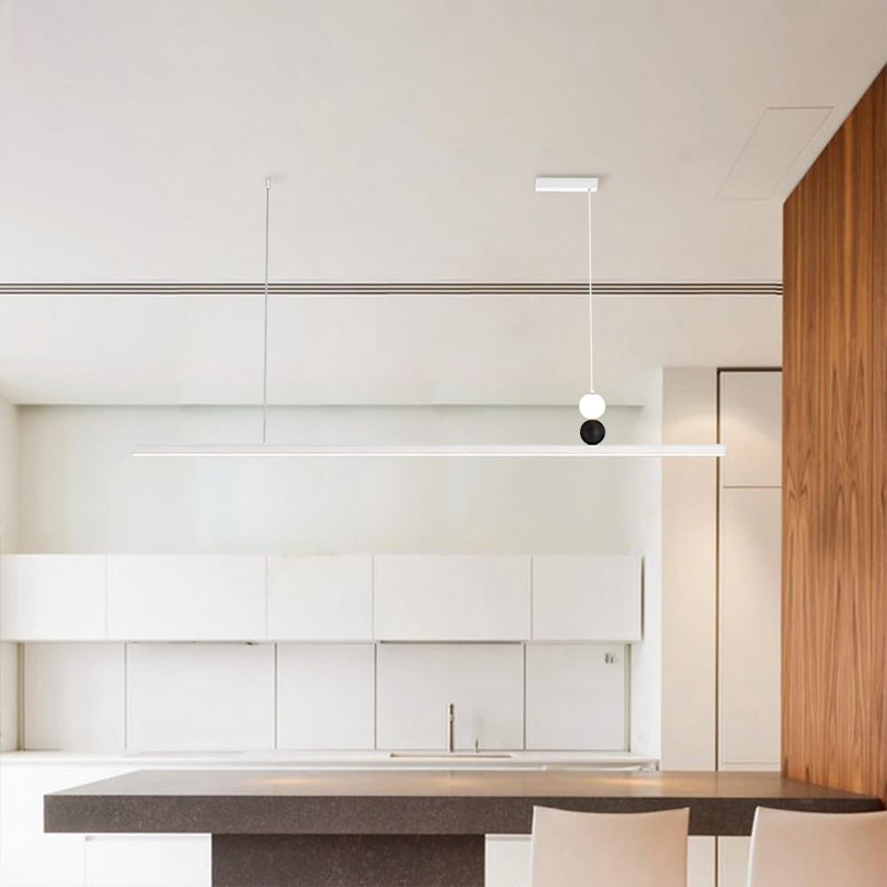 Lampadario lineare a soffitto, Lampada a Sospensione Minimalista a LED, Lampada da Tavolo da Pranzo a Striscia Lunga, Compatibile con lampadari a Sospensione, per Interni.