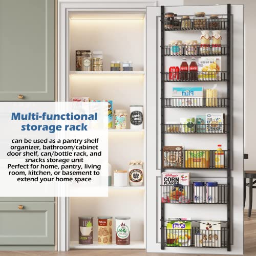 COVAODQ 8-Tier over door spice rack,hanging door storage kitchen,over door storage kitchen,Pantry Organizer Metal Hanging Kitchen Spice Rack Can Organizer - Image 5