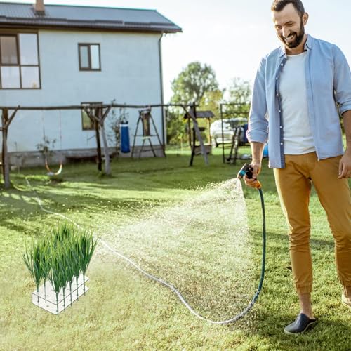 Image of 6 PCS Fake Grass Plants Pee Post for Outdoor, Reusable Washable Artificial Grass for Dogs to Pee on, Guides and Trains Dogs to Urinate, with Acrylic Plate and Ground Nails for Fixing