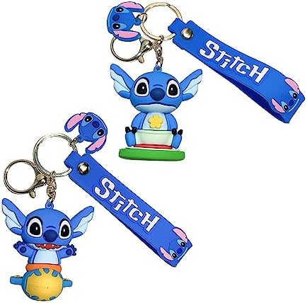 rongji jewelry Funny Stitch Gifts Keychains, Stitch Angel PVC Key Chain Stitch Stuff Ornament for Keys Backpack Bag Phone
