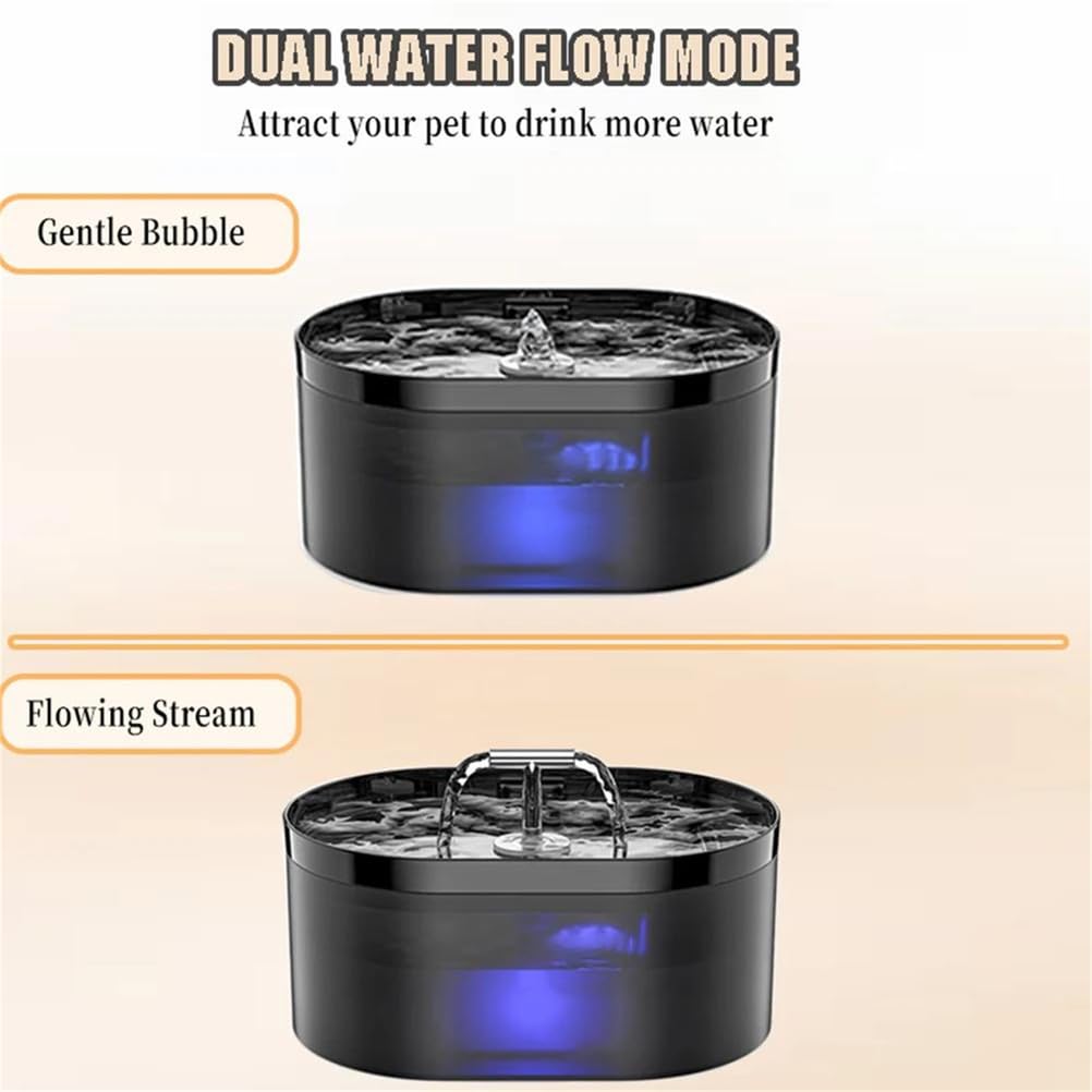 Fuente de agua para gatos en forma de T de 2,2 L, dispensador de agua