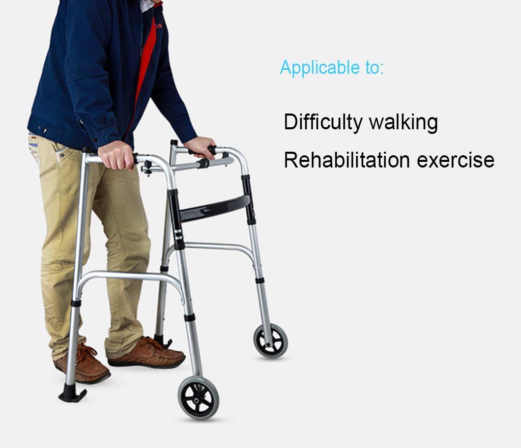 QHYTL Rollator do rehabilitacji na stojąco Chodzik na kółkach Osoba niepełnosprawna Rama poręczy Stop aluminium Lekki składany Antypoślizgowy rehabilitacyjny sprzęt treningowy Kula Interesting