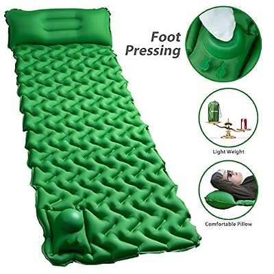 POPCHOSE Camping Sleeping Pad with Air Pillow Compact Ultralight