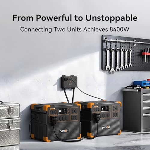 Image of PECRON Portable Power Station Two E3800 LFP with 240V Double Voltage Hub, 3840Wh LiFePO4 Battery Backup, 4200W Solar Generator, Expandable to 53.76kWh Power Station, Fast Charging for Home, Camping