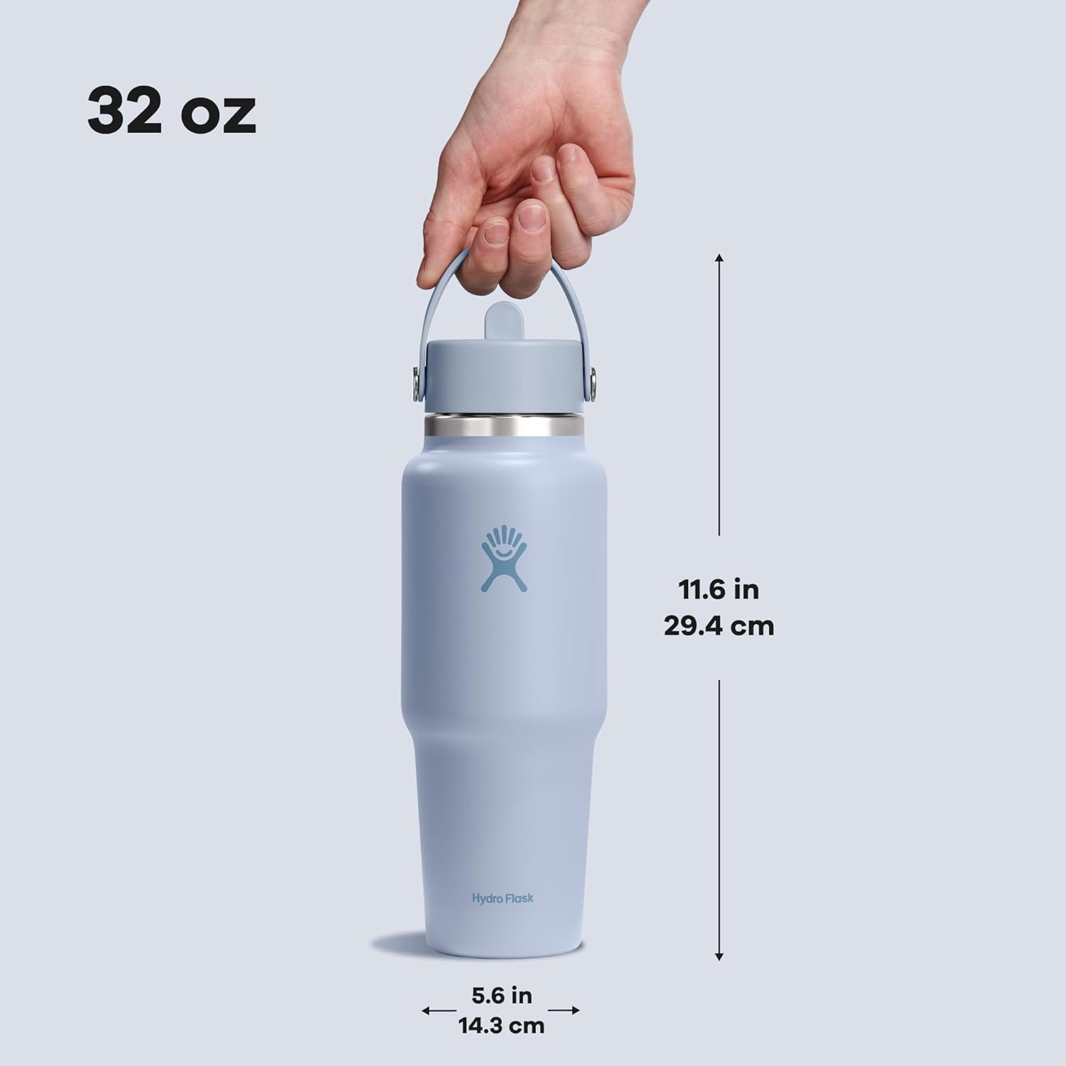 Hydro Flask Travel Water Bottle - Insulated Stainless Steel - Wide Straw Lid, Non Spill, Leakproof in 32 Oz Surf Blue - Image 7