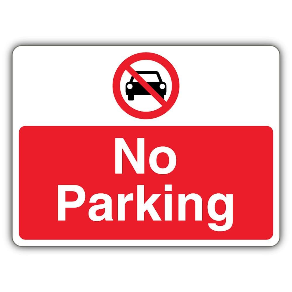 V Safety No Parking - Prohibition Symbol With Car - Landscape Safety Sign - 600 x 450 mm - RA1 Reflective 3mm Aluminium Composite