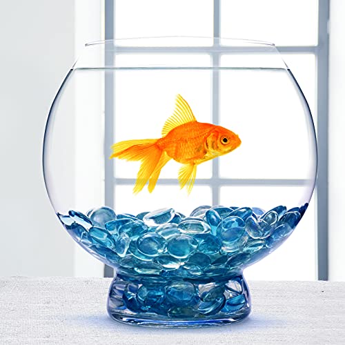 image for FUTUREPLUSX 1LB Light Blue Flat Glass Marbles, Glass Pebbles Vase Fill