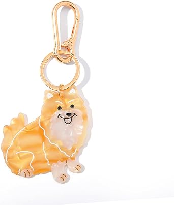Dog-Shaped Bag Clasp & Keychain Charm- Acetate Animal Clip with Gold-Tone Metal