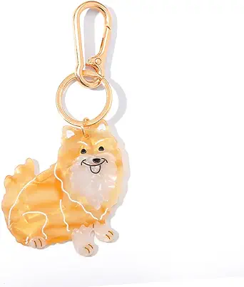 Dog-Shaped Bag Clasp & Keychain Charm- Acetate Animal Clip with Gold-Tone Metal
