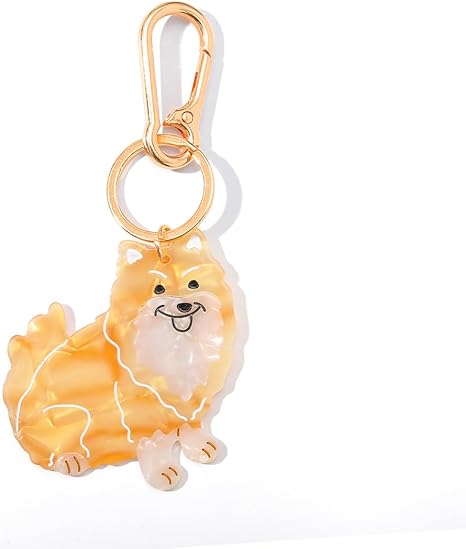 Dog-Shaped Bag Clasp & Keychain Charm- Acetate Animal Clip with Gold-Tone Metal