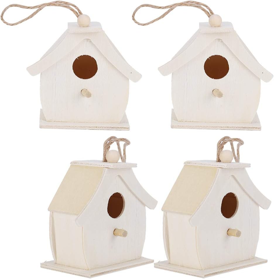 Mini Casa de Pájaros de Madera de 4 Uds., Nidos de Pájaros Colgantes, Jaula de Adorno Artesanal, Casa de Pájaros de Madera, Jaula de Nidos para Jardín al Aire Libre, Balcón, Patio