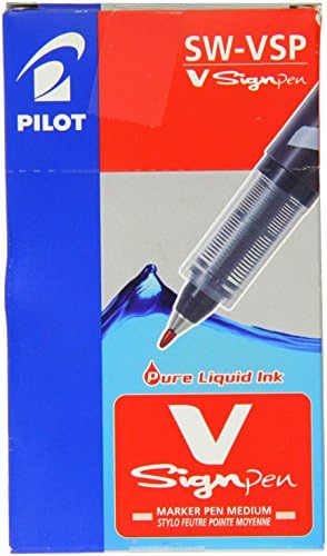 Pilot V Sign Pen Liquid Ink 2.0 mm Tip - Black, Box of 12