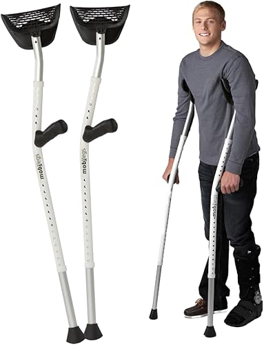 Muletas ultra para adultos con asas ergonómicas y silla de montar de felpa, altura ajustable, silla ventilada, reduce el dolor y las molestias,